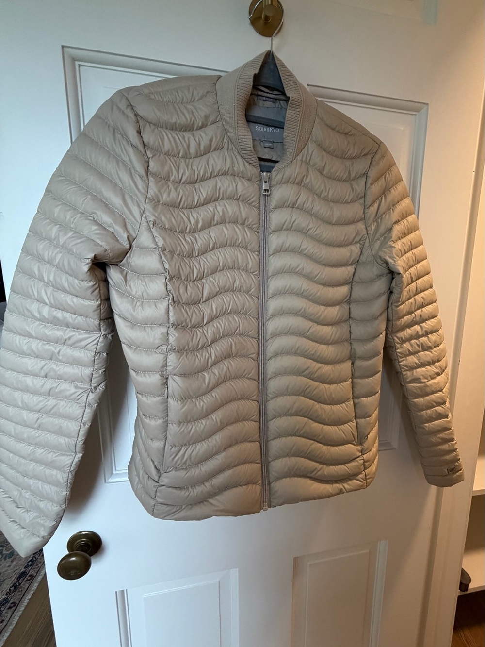 SOIA & KYO Robin Women's Cream Packable lightweight down jacket size XS